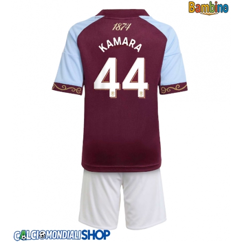 Maglie da calcio Aston Villa Boubacar Kamara #44 Prima Maglia Bambino 2025-26 Manica Corta + Pantaloni corti)